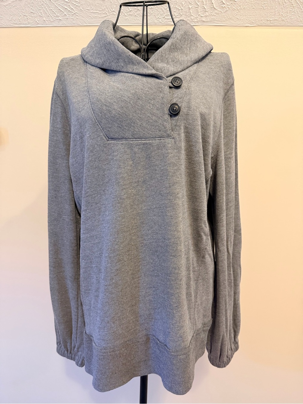 Converse One Star Gray Cowl Neck Pullover Fleece Sweatshirt Pockets Size 1 L/XL